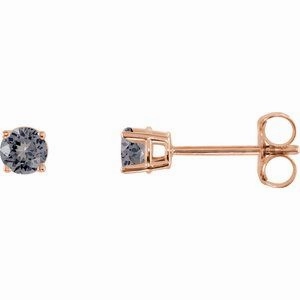 14K White 3 mm Natural Green Tourmaline Stud Earrings