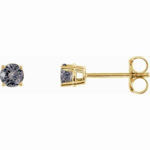 14K White 3 mm Natural Green Tourmaline Stud Earrings