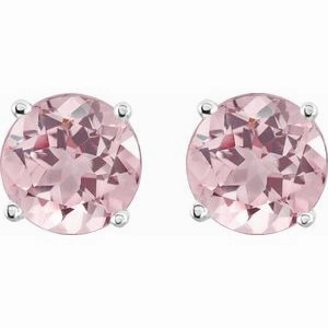 14K White 3 mm Natural Green Tourmaline Stud Earrings
