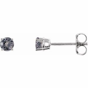 14K White 3 mm Natural Green Tourmaline Stud Earrings