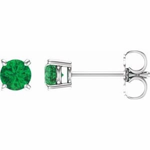14K White 4 mm Lab-Grown Ruby Stud Earrings