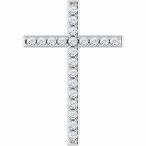 14K White 5/8 CTW Natural Diamond Cross Pendant