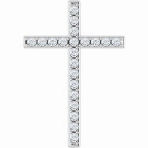 14K White 5/8 CTW Natural Diamond Cross Pendant