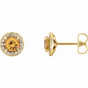 14K White 5 mm Lab-Grown Blue Sapphire & 1/8 CTW Natural Diamond Earrings