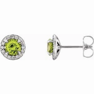 14K White 5 mm Lab-Grown Blue Sapphire & 1/8 CTW Natural Diamond Earrings