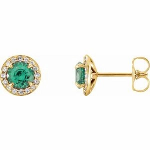 14K White 5 mm Lab-Grown Blue Sapphire & 1/8 CTW Natural Diamond Earrings
