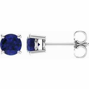 14K White 5 mm Natural Aquamarine Stud Earrings