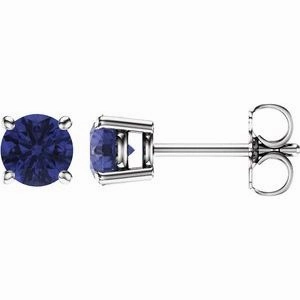 14K White 5 mm Natural Aquamarine Stud Earrings