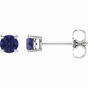 14K White 5 mm Natural Aquamarine Stud Earrings