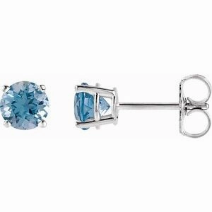 14K White 5 mm Natural Aquamarine Stud Earrings