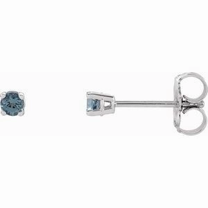 14K White 5 mm Natural Aquamarine Stud Earrings