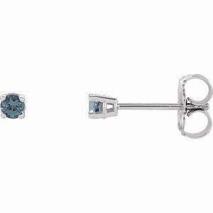 14K White 5 mm Natural Aquamarine Stud Earrings