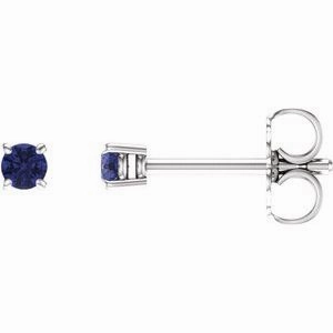 14K White 5 mm Natural Aquamarine Stud Earrings