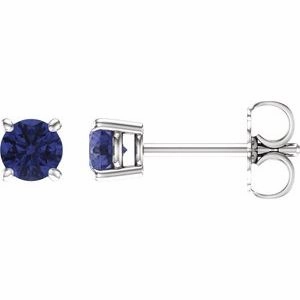 14K White 5 mm Natural Aquamarine Stud Earrings