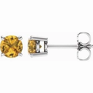 14K White 5 mm Natural Aquamarine Stud Earrings