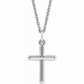 14K White Cross 18" Necklace