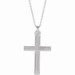 14K White Cross 18" Necklace