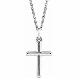 14K White Cross 18" Necklace