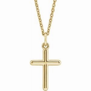 14K White Cross 18" Necklace