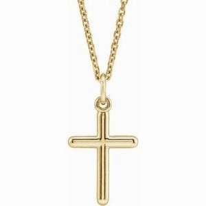 14K White Cross 18" Necklace