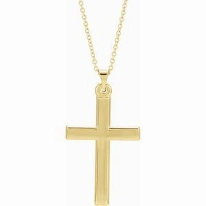 14K White Cross 18" Necklace