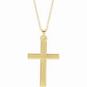14K White Cross 18" Necklace