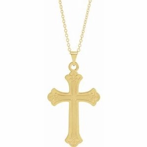 14K White Cross Necklace