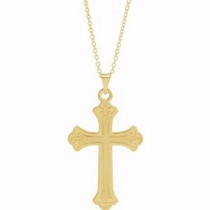 14K White Cross Necklace
