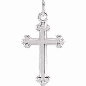 14K White Cross Pendant