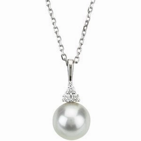 14K White Cultured White Freshwater Pearl & .06 CTW Natural Diamond 18" Necklace