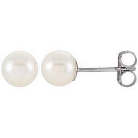 14K White Cultured White Freshwater Pearl Earrings