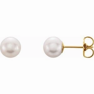 14K White Cultured White Freshwater Pearl Earrings