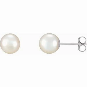 14K White Cultured White Freshwater Pearl Earrings
