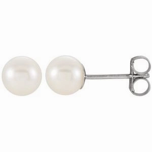 14K White Cultured White Freshwater Pearl Earrings