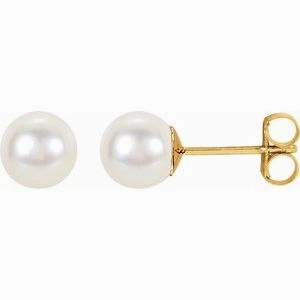 14K White Cultured White Freshwater Pearl Earrings