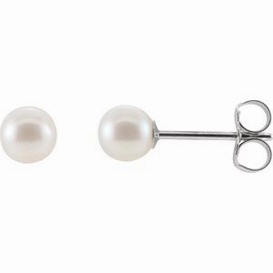 14K White Cultured White Freshwater Pearl Earrings