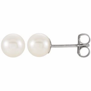 14K White Cultured White Freshwater Pearl Earrings