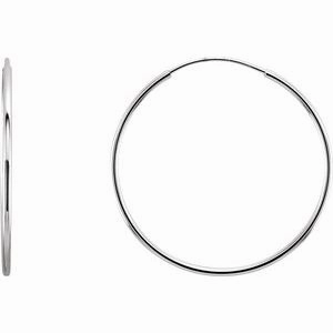 14K White Endless Tube 20 mm Hoop Earring