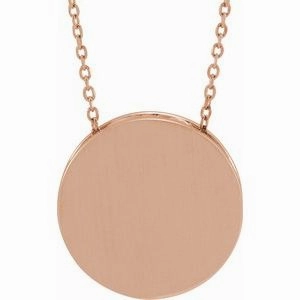 14K White Engravable Disc 16-18" Necklace