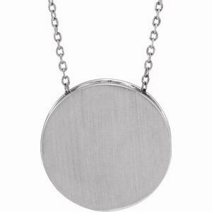 14K White Engravable Disc 16-18" Necklace