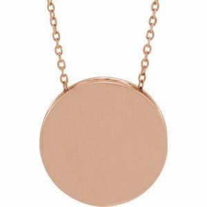 14K White Engravable Disc 16-18" Necklace