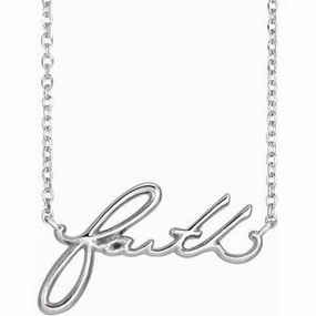 14K White Faith 16" Necklace