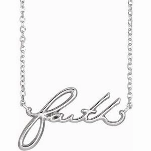 14K White Faith 16" Necklace