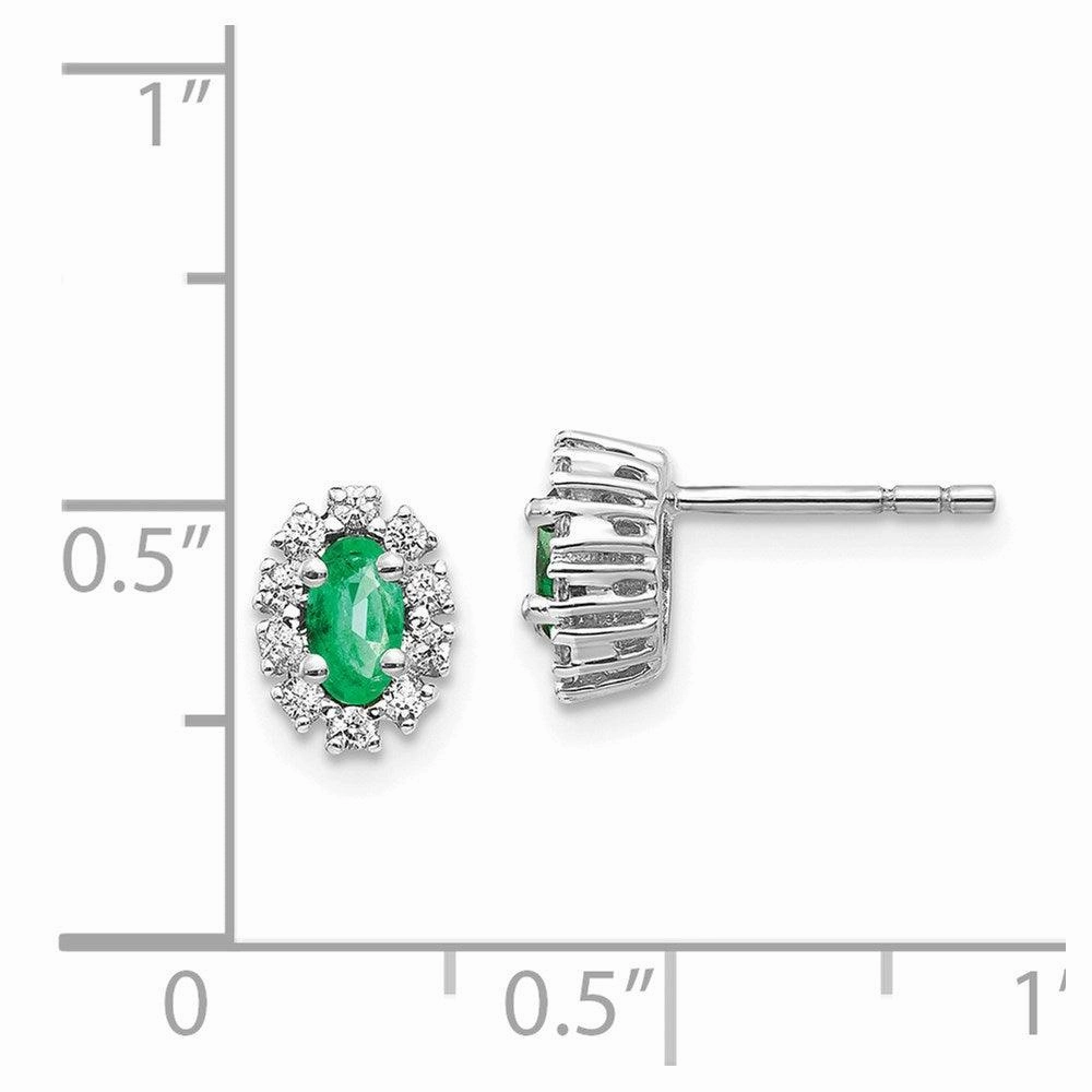 14k White Gold 1/5Ct Diamond & Emerald Earrings