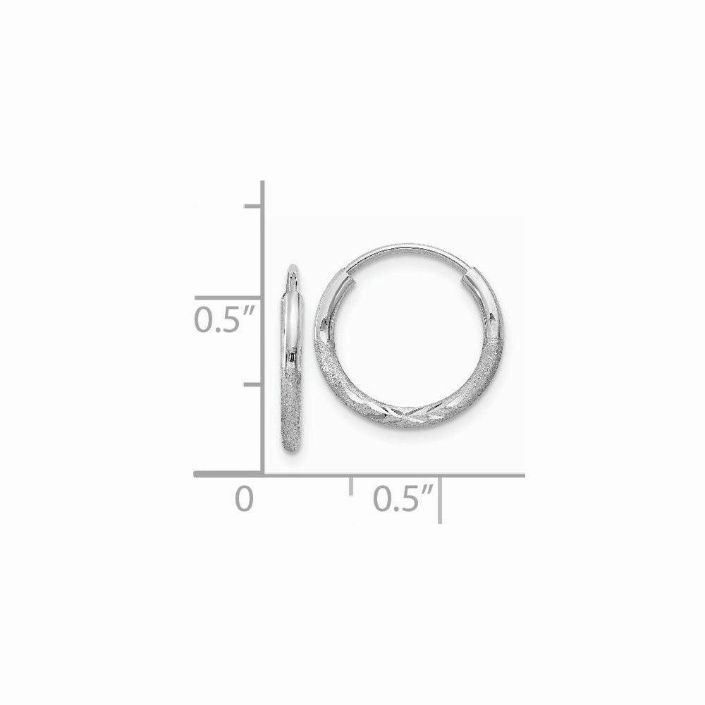 14k White Gold 1.5mm Diamond-cut Endless Hoop Earrings