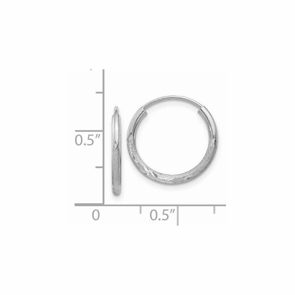 14k White Gold 1.5mm Diamond-cut Endless Hoop Earrings
