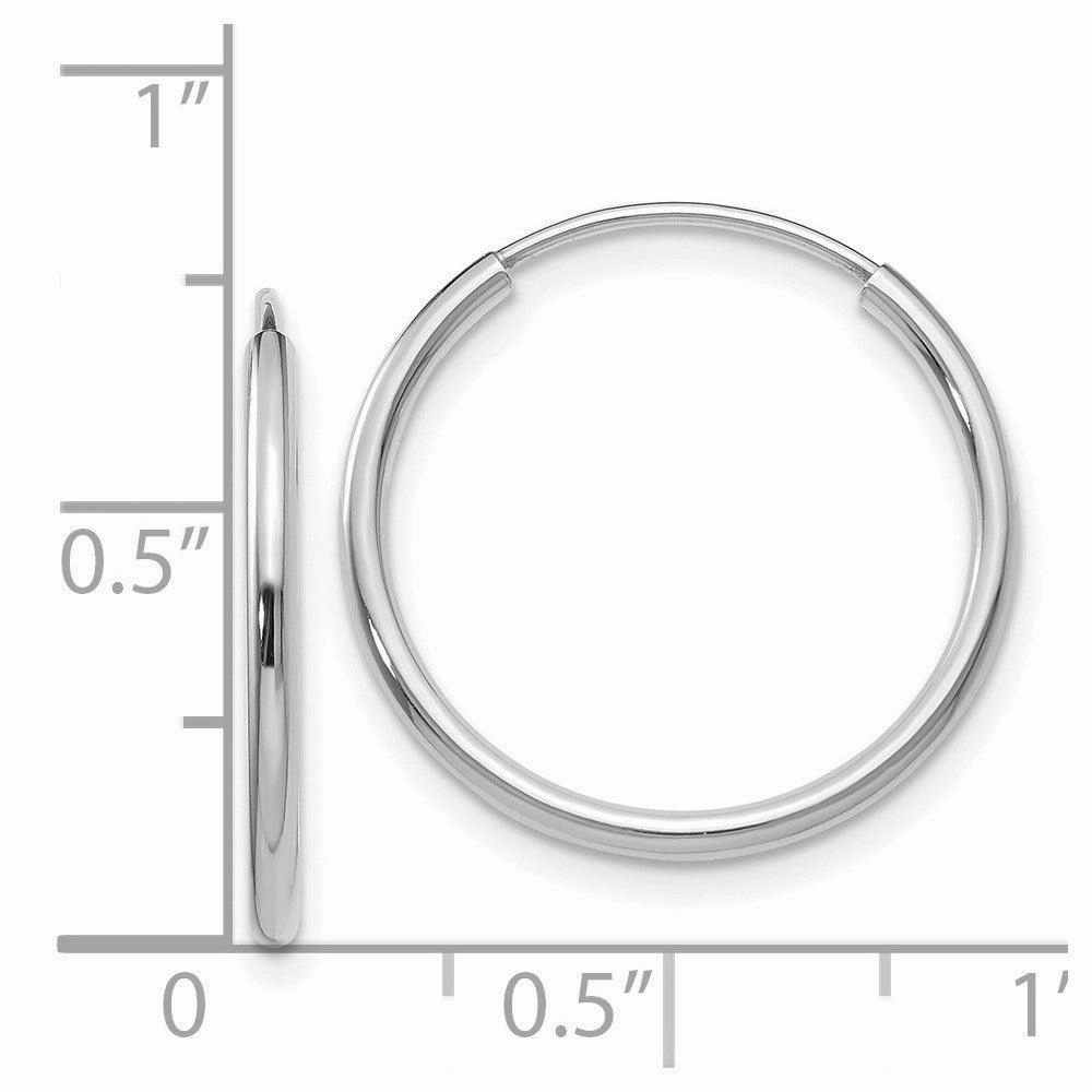 14k White Gold 1.5mm Polished Endless Hoop Earrings