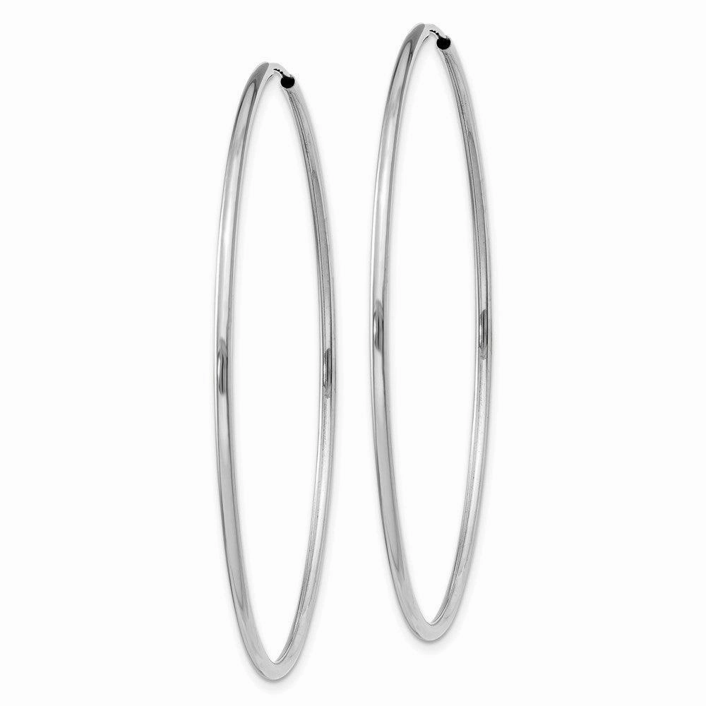 14k White Gold 1.5mm Polished Endless Hoop Earrings