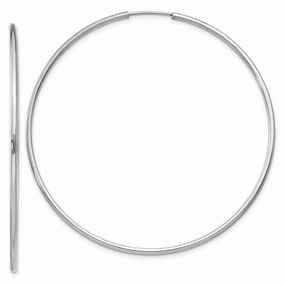 14k White Gold 1.5mm Polished Endless Hoop Earrings