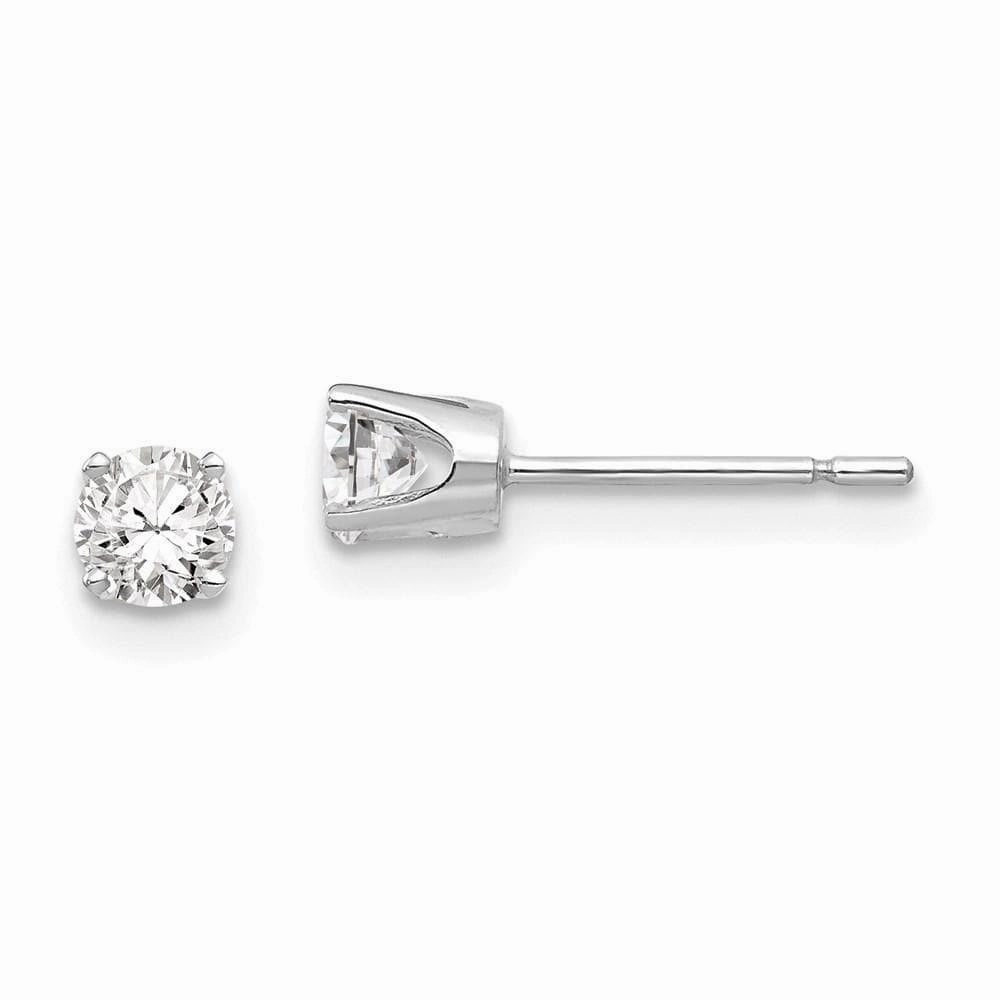 14k White Gold 3.75mm CZ stud earrings
